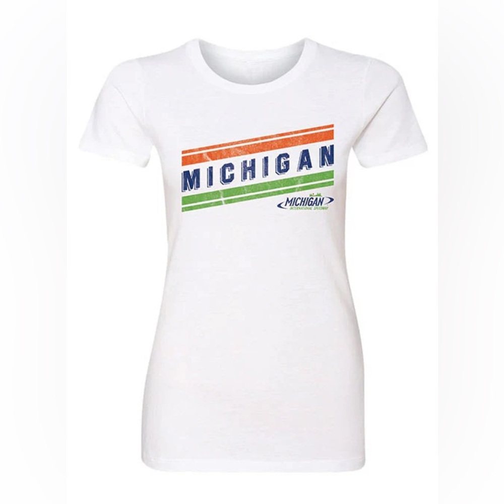 Nascar Womens White Michigan Graphic Tee Size Large Nwt